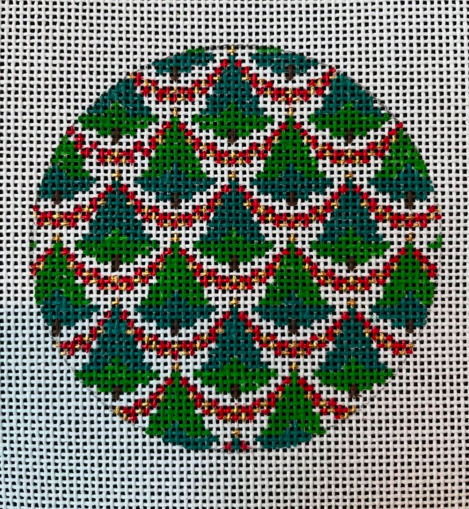 Classic Geometric Needlepoint Canvas -Bargello Tree 13 and 18 mesh