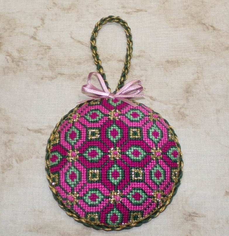 Classic Tile Ornament Pink and Green Chart PDF Download
