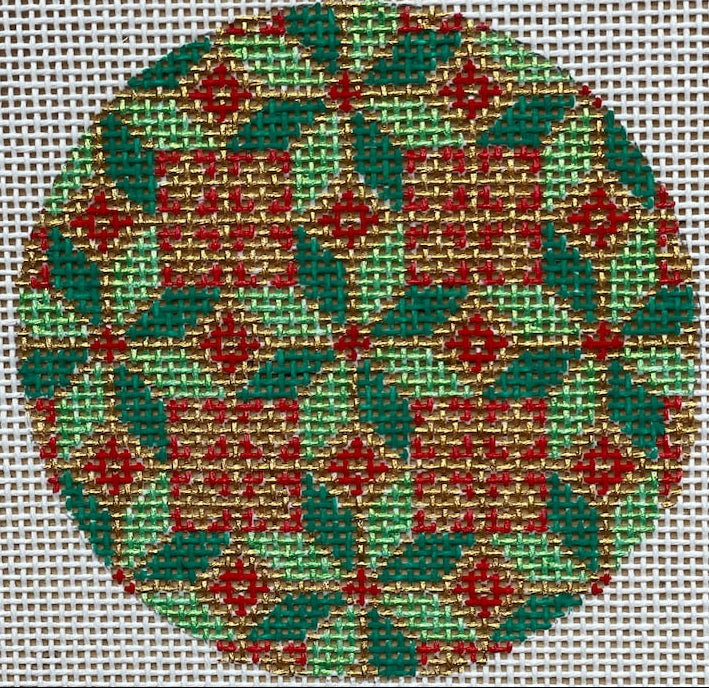 Hand Painted Needlepoint Canvas round ornament