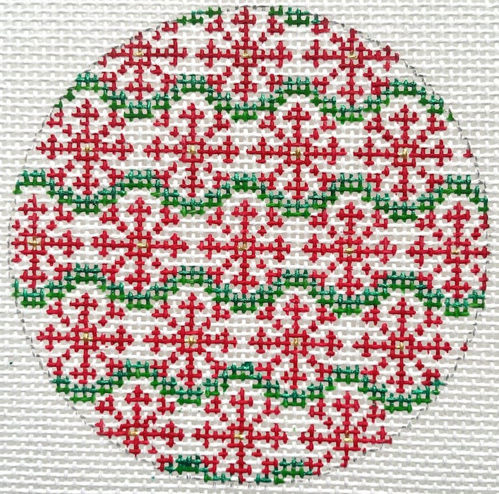 Hand Painted Needlepoint Canvas round ornament