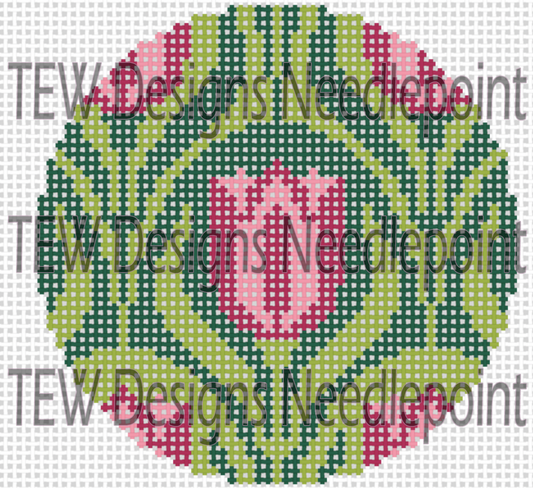 Art Nouveau Tulip Round Needlepoint Chart PDF Download