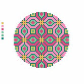 Classic Tile Ornament Pink and Green Chart PDF Download