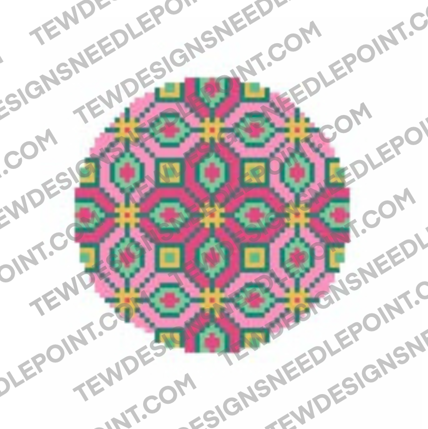 Classic Tile Ornament Pink and Green Chart PDF Download