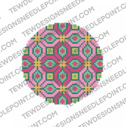 Classic Tile Ornament Pink and Green Chart PDF Download