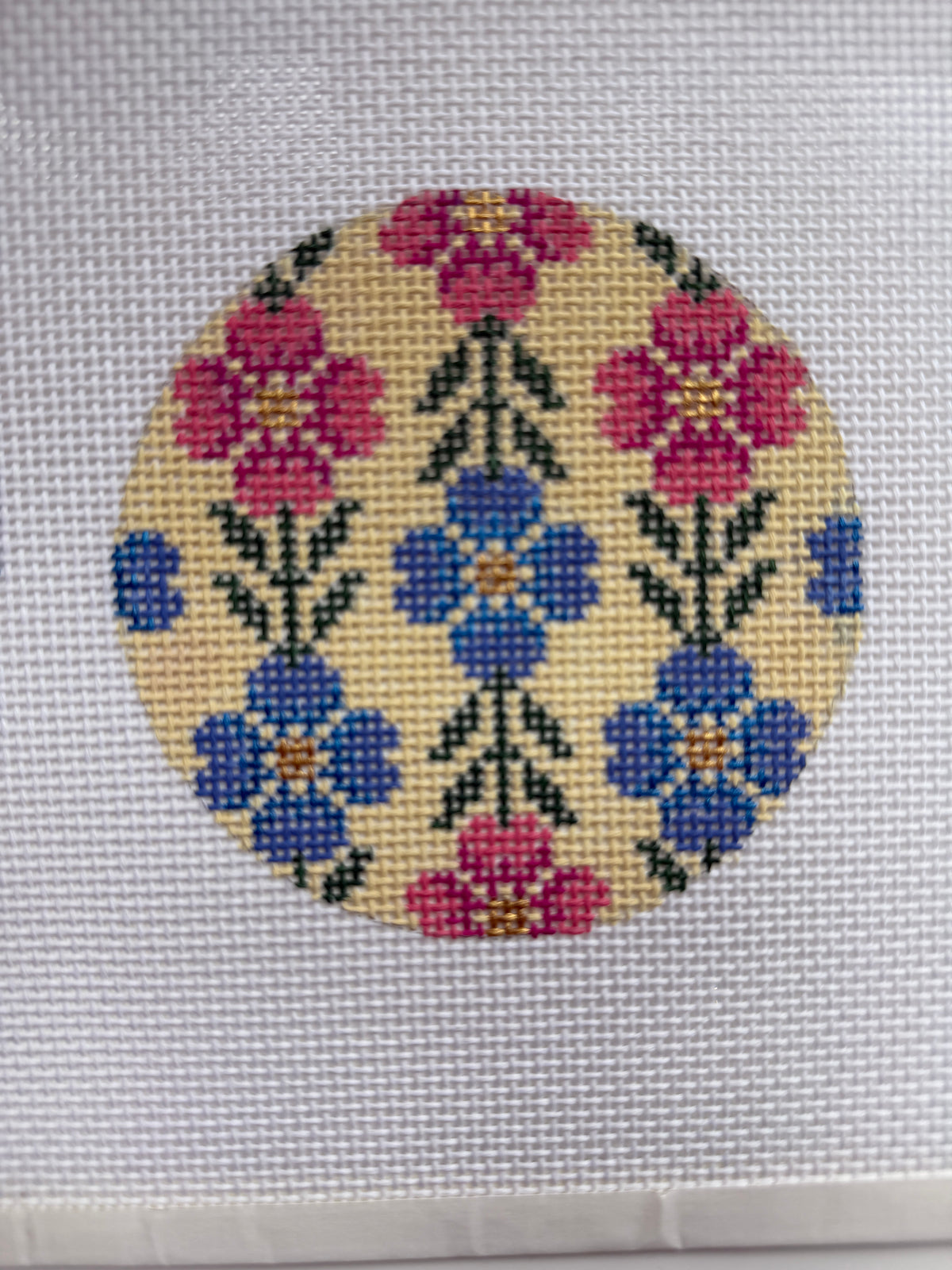Classic Geometric Needlepoint Canvas -Bargello  Floral 13 mesh