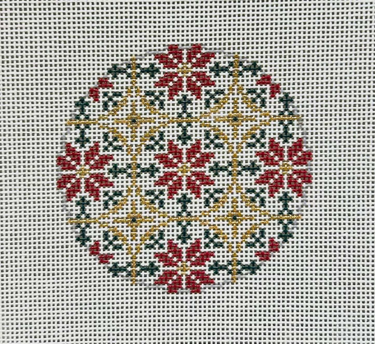 Classic Geometric Needlepoint Canvas -Bargello  13 and 18 mesh Holiday Poinsettia
