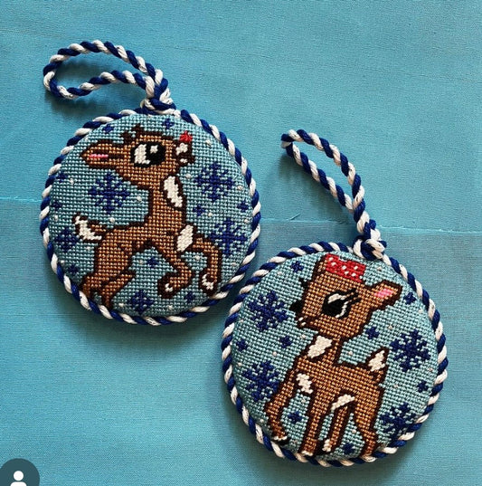 Rudolph and Clarice 18 mesh needlepoint canvas