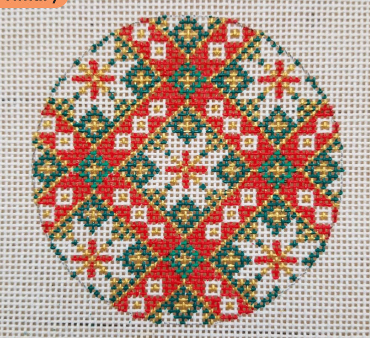 Classic Geometric Needlepoint Canvas -Bargello  13 and 18 mesh Holiday Bobble