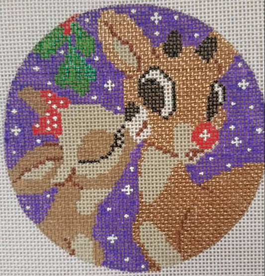 Rudolph Kiss Hand Painted Needlepoint Canvas