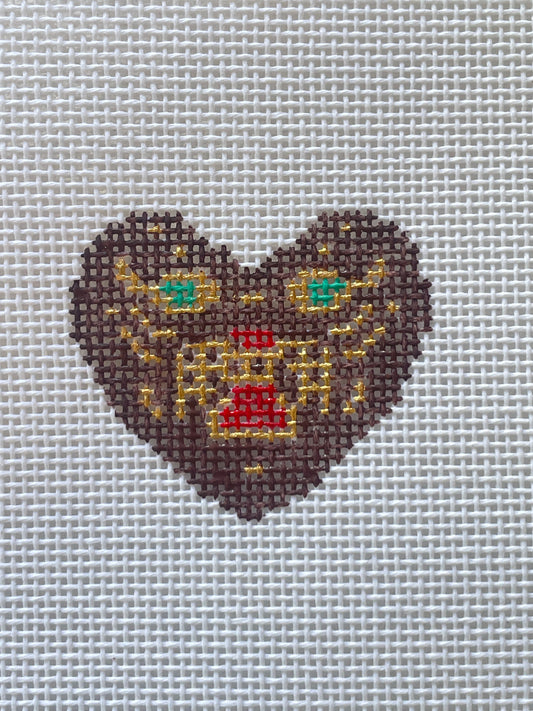 Tiger Heart Bag Tag  Charm Needlepoint Canvas - 18 Mesh Tiger Heart