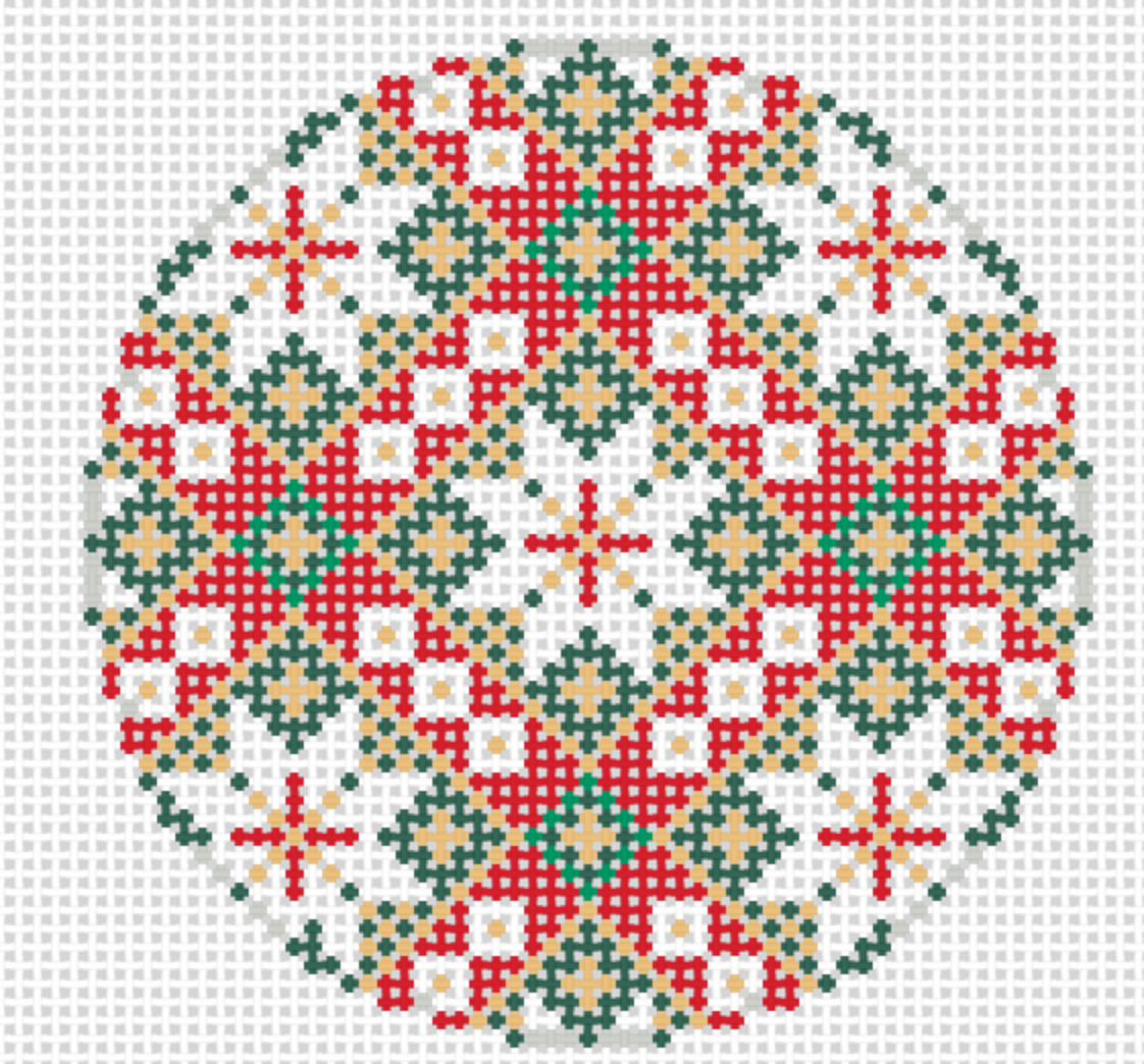 Classic Christmas Round Needlepoint Chart PDF Download