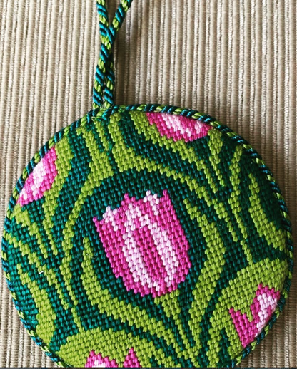 Art Nouveau Round Needlepoint Canvas Tulip 13 and 18 Mesh