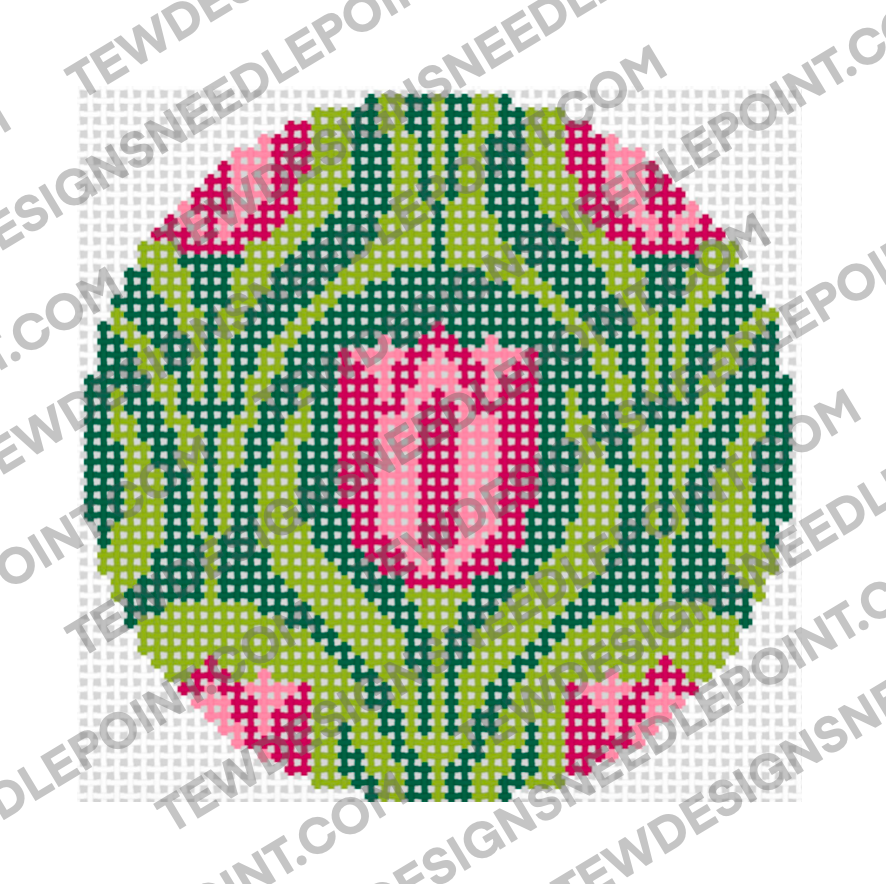 Art Nouveau Tulip Round Needlepoint Chart PDF Download