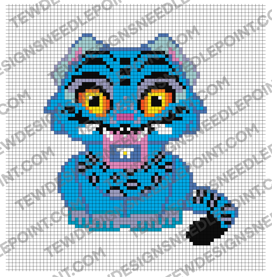 Derpy Tiger Needlepoint Chart