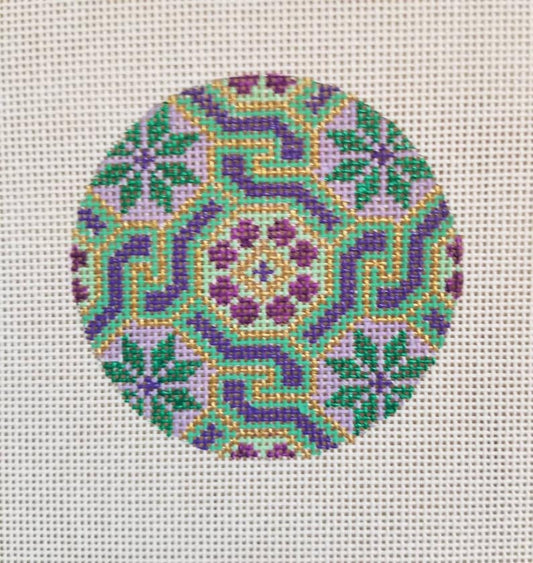 Hand Painted Needlepoint Canvas 3" round ornament