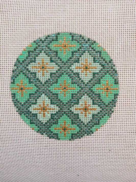 Hand Painted Needlepoint Canvas round ornament