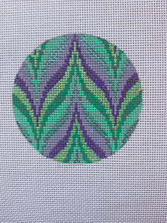 Hand Painted Needlepoint Canvas round ornament Bargello