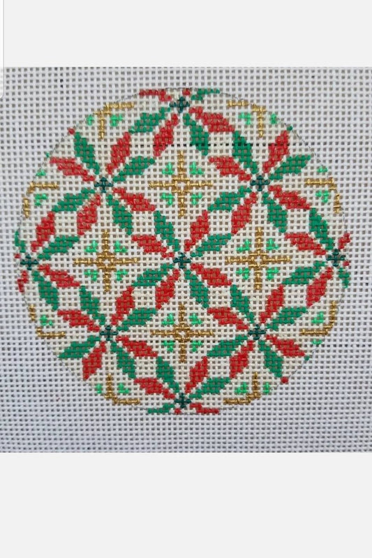 Classic Holiday Geometric Round Needlepoint Canvas