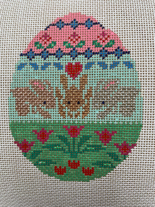 Hand Painted Needlepoint Canvas Easter Egg, 18 mesh, Beautiful