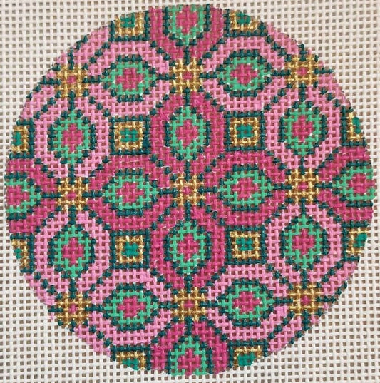 Hand Painted Needlepoint Canvas round ornament