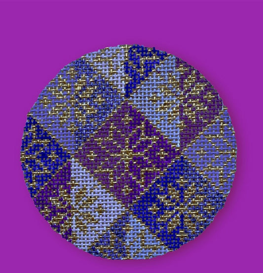 Hand Painted Needlepoint Canvas  round ornament