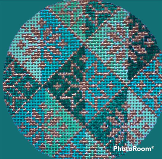 Hand Painted Needlepoint Canvas  round ornament