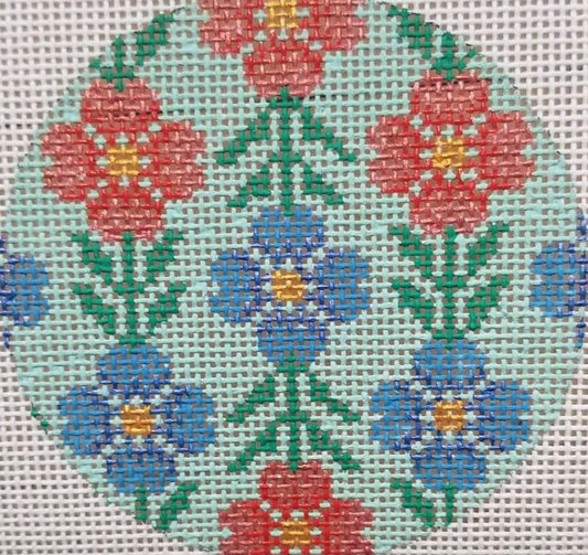Hand Painted Needlepoint Canvas round ornament