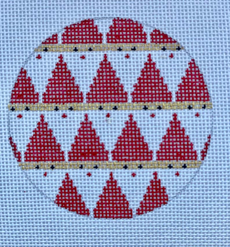 Interlocking Santa Round Needlepoint Canvas