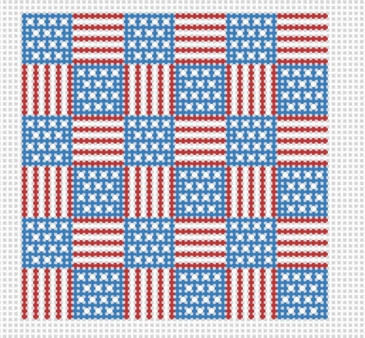 Patriotic 4th of July Square Needlepoint Canvas Coaster