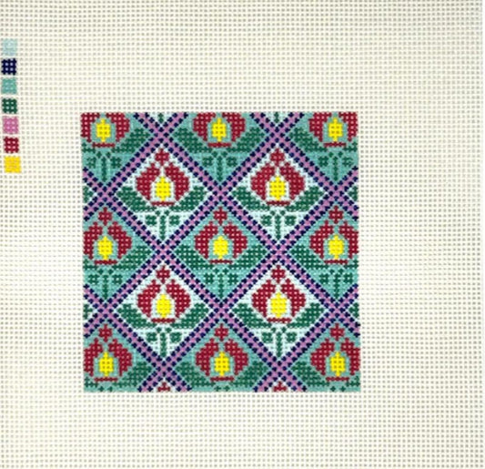Hand Painted Needlepoint Canvas, 4" Square Ornament Coaster (13 Mesh) Studio Second